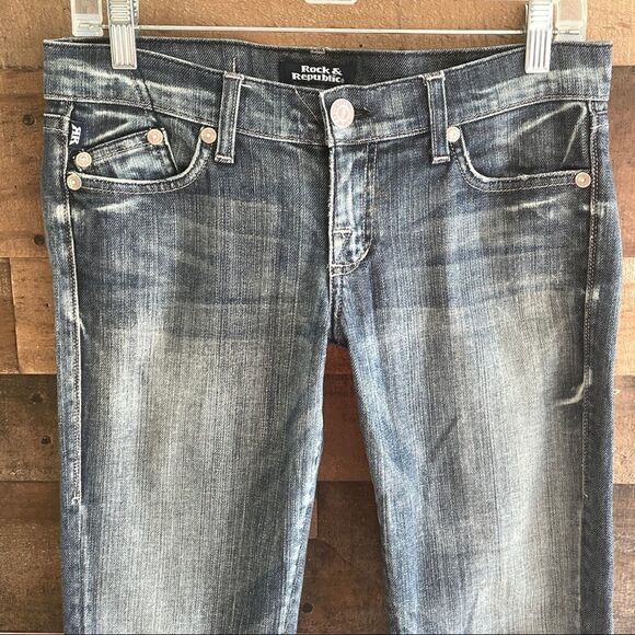 Rock & Republic Designer Cropped Capri Jeans With Pocket Embroidery Size 27 - Picture 4 of 10